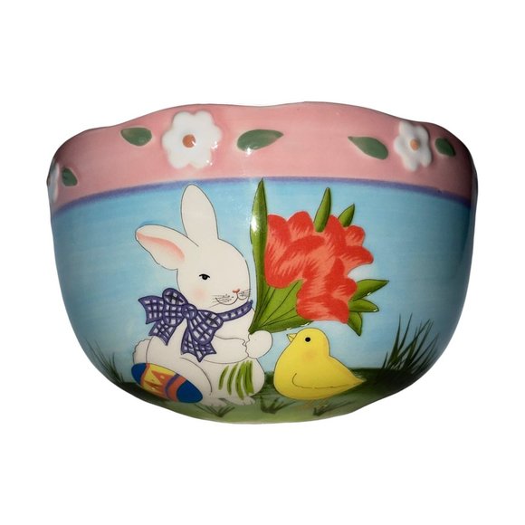 Rare Certified International China Susan Winget Easter Rabbit Serving Bowl 5.5" - Picture 1 of 6